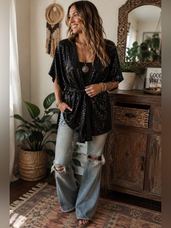 Shavonne Dorsey Accessories - Black Sequin Wrap Shavonne Dorsey Medium